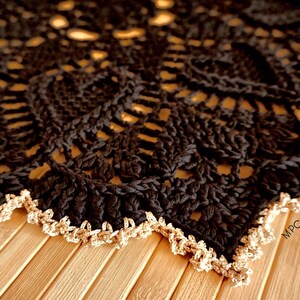 Golden edge elegant black doily custom size, Special black Halloween doily, Black home decor, Gothic table decoration image 2