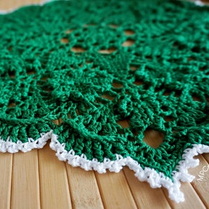 Emerald green Doily custom size, Outdoor decor gift, Green clovers cotton doily, Garden porch table decor. St Patricks shamrocks decor doily image 7