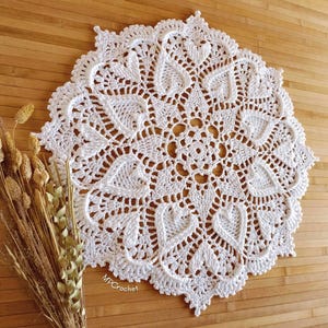 Red Heart or White Crochet Doily: Egyptian Cotton Table Centerpiece image 17