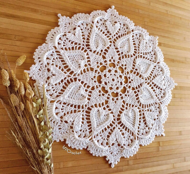 Red Heart or White Crochet Doily: Egyptian Cotton Table Centerpiece image 17