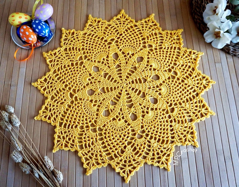 Custom color and size doily for side table decor, Spring summer garden and porch table doily, Funny Easter doily image 8