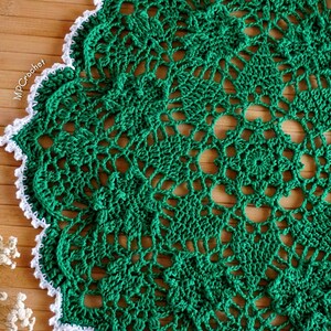 Emerald green Doily custom size, Outdoor decor gift, Green clovers cotton doily, Garden porch table decor. St Patricks shamrocks decor doily image 8