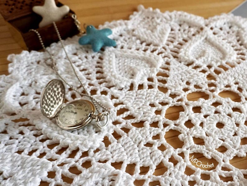 Red Heart or White Crochet Doily: Egyptian Cotton Table Centerpiece image 18