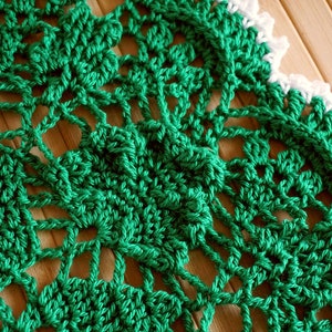 Emerald green Doily custom size, Outdoor decor gift, Green clovers cotton doily, Garden porch table decor. St Patricks shamrocks decor doily image 6