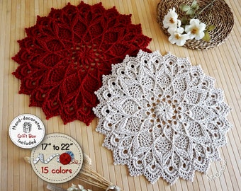 Custom size and color doily hand crocheted with stunning Egyptian cotton colors, Textured crochet mandala in 15 color options