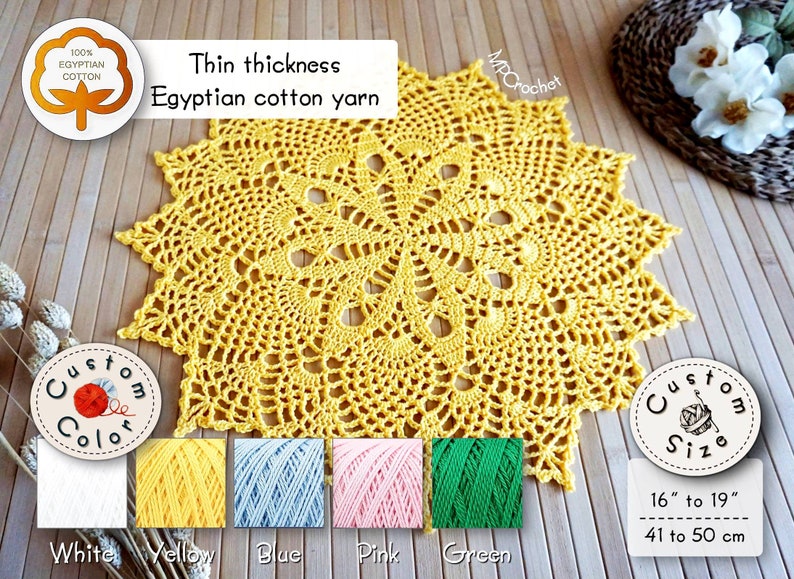 Custom color and size doily for side table decor, Spring summer garden and porch table doily, Funny Easter doily image 3