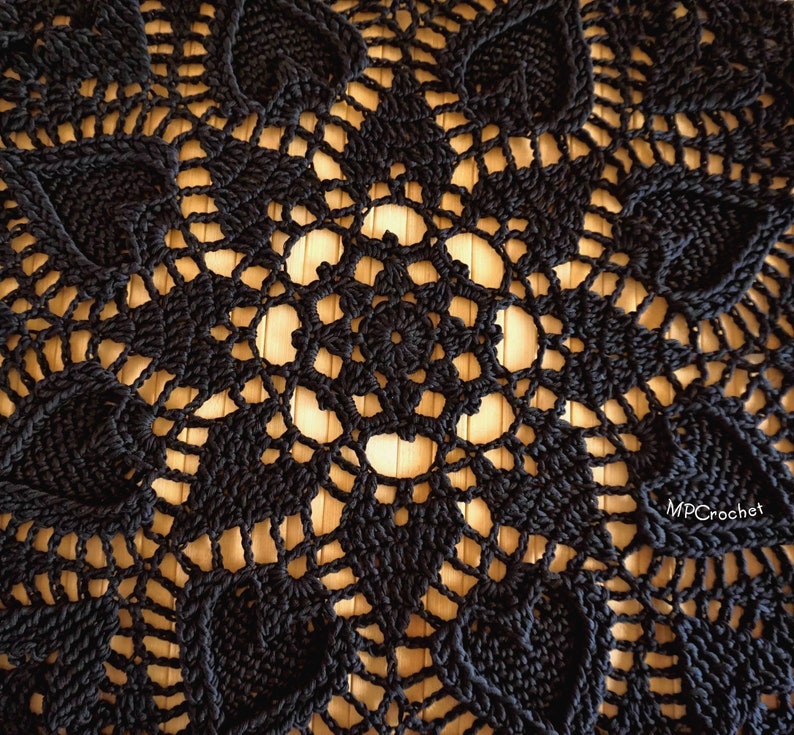 Golden edge elegant black doily custom size, Special black Halloween doily, Black home decor, Gothic table decoration image 8