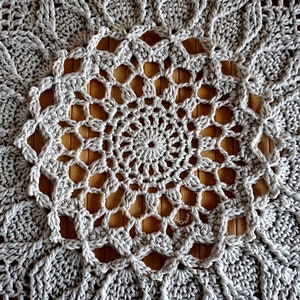 Custom size and color floral motif textured doily hand crocheted with 15 stunning Egyptian cotton colors image 6