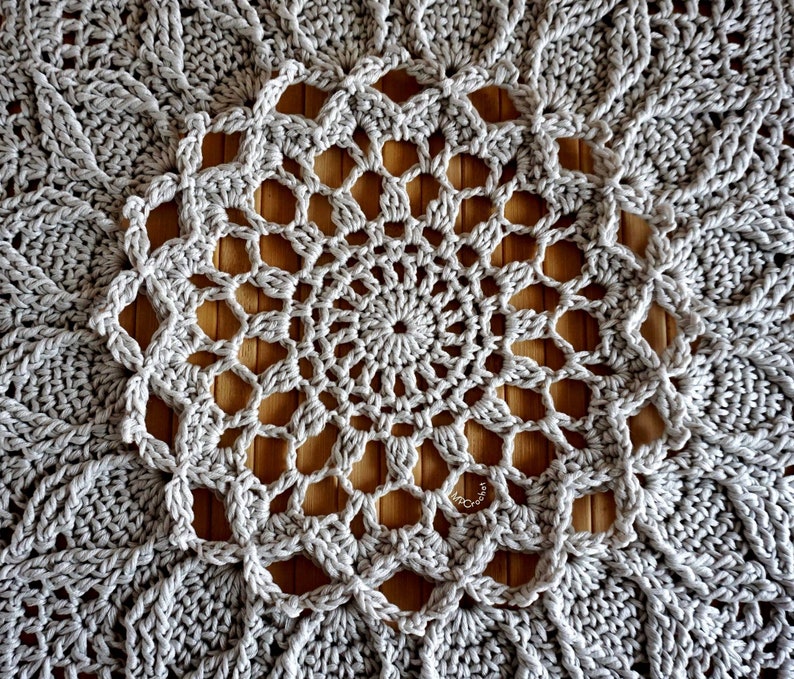 Custom size and color floral motif textured doily hand crocheted with 15 stunning Egyptian cotton colors image 6