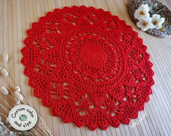 Cottage side table decor doily custom color and size, Shinning Egyptian cotton crochet doily, Coffee table various colors doilies