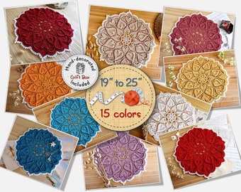 Custom size and color hearts doilies hand crochet with shining Egyptian cotton, Wonderful Gift for her, Vibrant colors round table runner