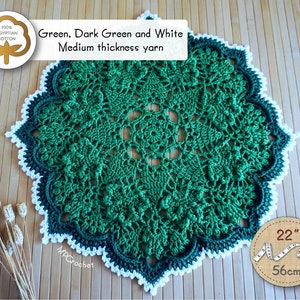 Spring and summer doily 22 in, Clovers outdoor centerpiece, Garden table decor, Porch table decor doily, St Patrick doily, Shamrocks doily image 3