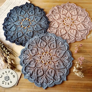 Crochet Doilies Set: Pink to Blue Gradient, Bohemian Home Decor