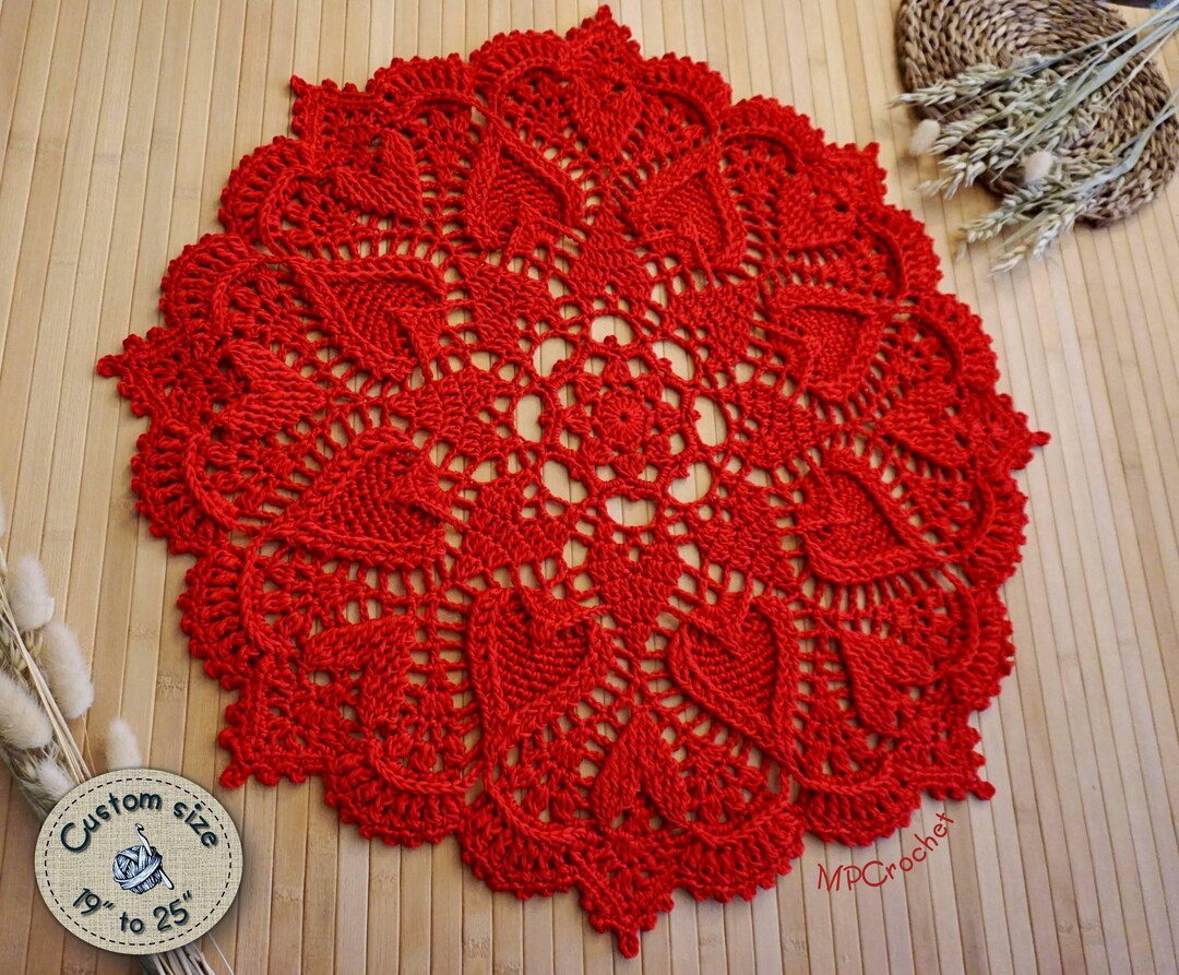 Red Heart or White Crochet Doily: Egyptian Cotton Artistic Heart ...
