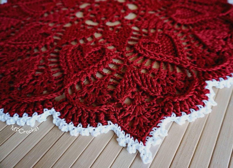 Red Heart or White Crochet Doily: Egyptian Cotton Table Centerpiece image 8