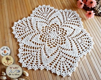 Hand Crochet Cotton Star Doily: Coffee Table Centerpiece (15-20" Custom Size and Color)