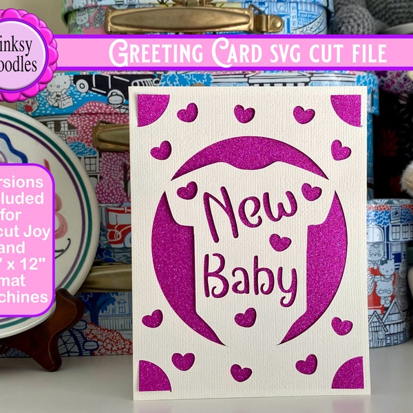 New Baby card svg cut file | Cricut Joy Maker or Explore card | Birth celebration greeting card