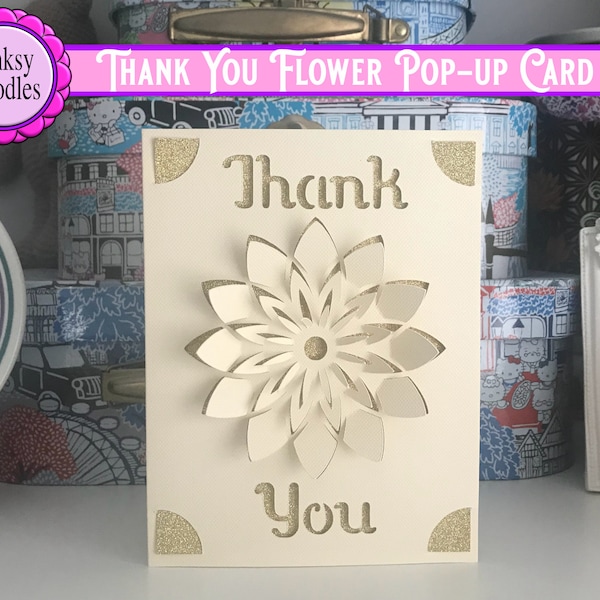 Thank You Card svg cut file with pop up flower, Cricut Joy Maker and Explore Ready