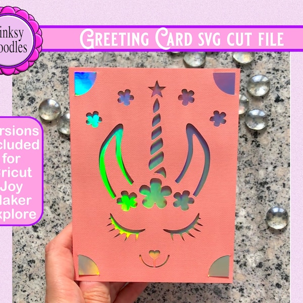 Llamacorn card svg cut file | paper cut greeting card | Suitable for Cricut Joy, Maker & Explore