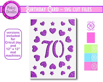70th Birthday Card svg cut file, Cricut Joy Ready insert card, for Mum, Aunt, Sister, Friend, Grandmother