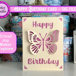 Pop-up Birthday Card SVG, pop-up butterfly svg, cricut, Birthday card for girl svg, cut out card svg, 3d split popup svg