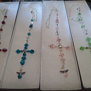 Crystal Cross/Guardian Angel Rear View Mirror Dangles/Suncatchers, Car Jewelry, Religious, Faith Based