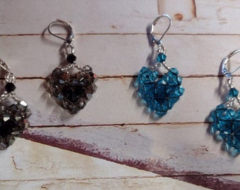 Crystal Heart Dangle Earrings Valentine's Day Sweetest Day