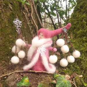 Needle Felted Snow Fairy Doll Snow Queen Wool Doll Nursery Decor Or Gift for Girl Christmas Decoration or Christmas Gift Dollhouse Doll