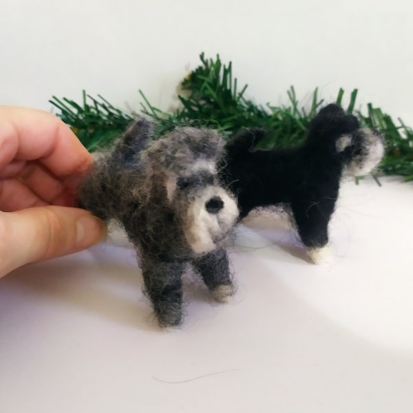 Needle Felted Schnauzer Dog Schnauzer Ornament Dollhouse Dog Schnauzer Figurine Miniature Wool Dog Pet Figurine Dog lover gift