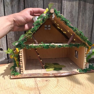Fairy Dollhouse with Lights  Two Story Fairy Garden Cottage Miniature Fairy Dollhouse Fairy Lights House  Container Garden One of a Kind