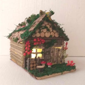 Fairy House Fairy Garden Cottage Miniature Fairy Dollhouse Fairy Lights House Figurine Container Garden One of a Kind Fairy Garden House