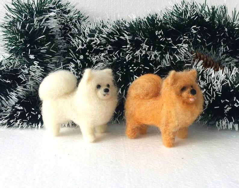 Needle Felted Pomeranian Dog Miniature German Spitz Dog Dollhouse