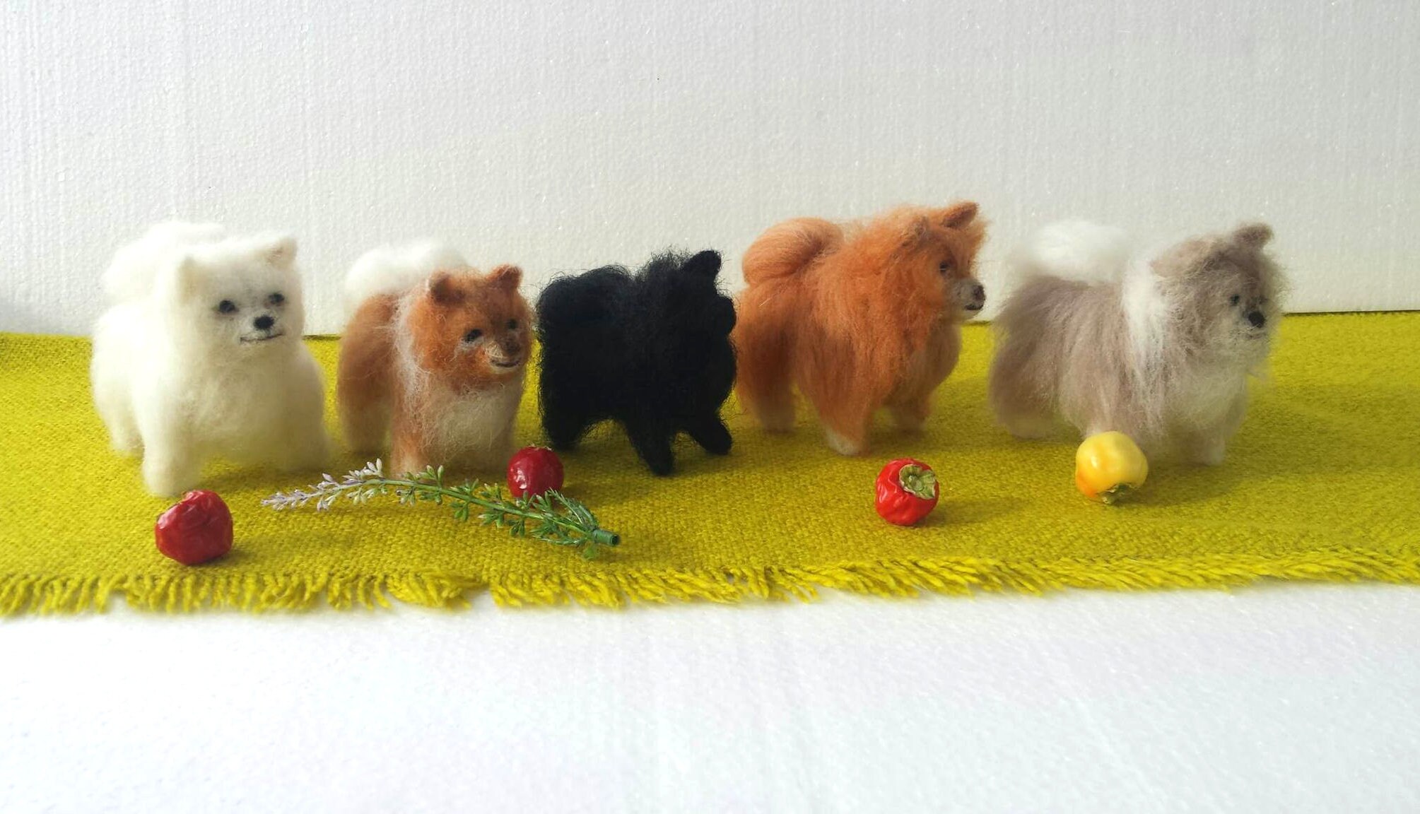 Needle Felted Miniature German Spitz: Pomeranian Puppy Dollhouse