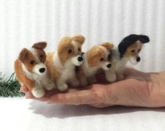 Miniatura Corgi z filcu igłowego: ozdoba z wełny w kształcie psa, prezent dla miłośnika psów