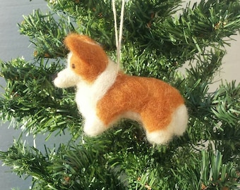 Ozdoba świąteczna z filcu igłowego Corgi: miniaturowa figurka psa z wełny