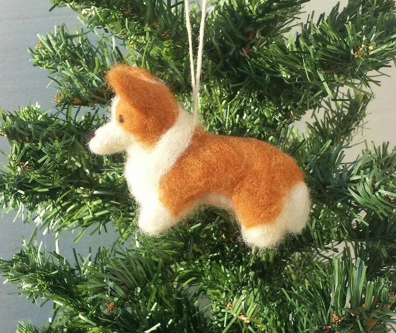 Needle Felted Miniature Dog Christmas Tree Ornament