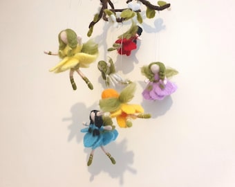 Needle Felted Fairy Mobile: Waldorf Inspired Nursery Decor