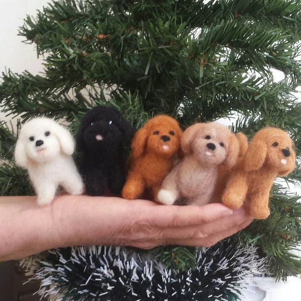 Needle Felted Poodle Dog Miniature Dog Dollhouse Miniature Poodle Dog Gift for Dogs Lover or Animals Lover Wool Little Puppy