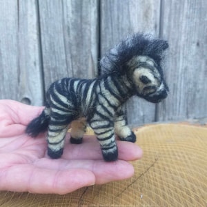 Needle Felted Zebra Wool Zebra Figurine Felted African Animal Zebra Ornament Felt Animals Dollhouse Animals Miniature Zebra Figurine