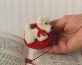 Needle Felted Bookmark with West Highland White Terrier Dog Little Westie Puppy Miniature Handmade Bookmark for Book lovers Dog lovers Gift