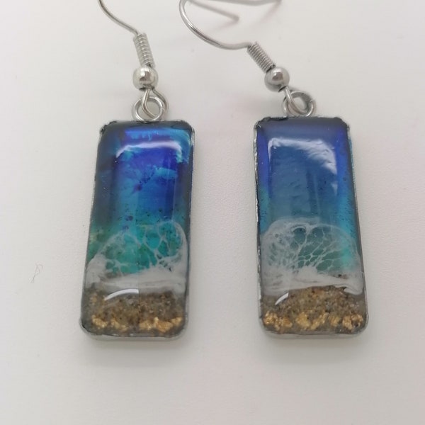 Handmade Beach Earrings Wave/Ocean Style  Made in Cornwall