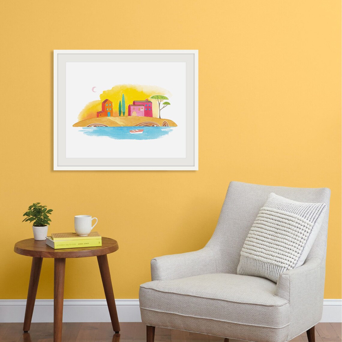 Sicily Landscape Print, Printable Wall Art, Sea Life Art, Nursery Decor