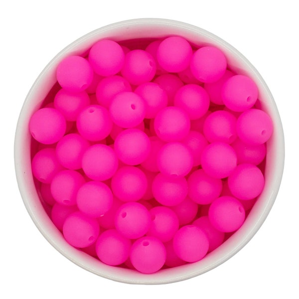 Neon Pink Glow in the Dark Silicone Beads 12mm