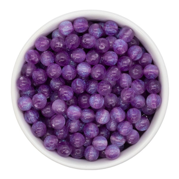 Violet Cosmic Glitter Beads 8mm