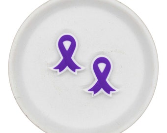 Purple Awareness Ribbon Silicone Focal Bead 26x29mm