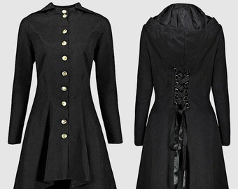 HAPPYSTORE Women Jackets Retro Victorian Punk Long-Sleeved Waist Back Bandage Over African Skirt Steampunk Coat 