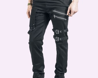 Gothic Men Black Chrome Trousers Punk Rock Studs Metal and - Etsy