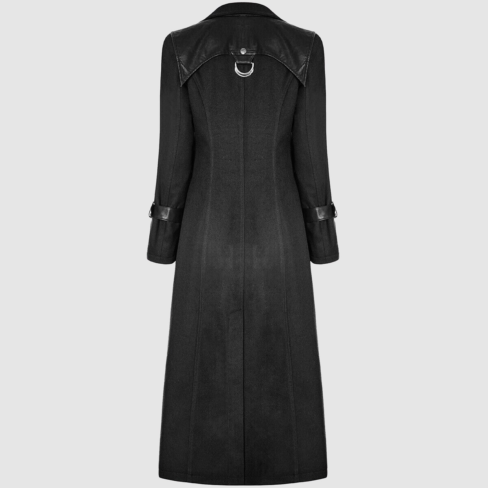 Ladies Trench Coat Jacket Long Black Gothic Steampunk Faux Etsy