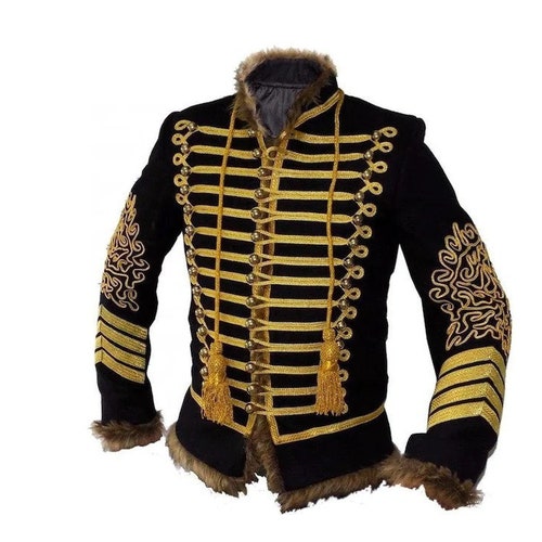 Men's Black Napoleonic Hussar Jacket With Hand Etsy