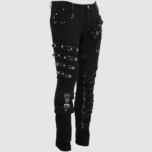 Men's Black Gothic Punk Hole Long Pants Men's Fashion - Etsy